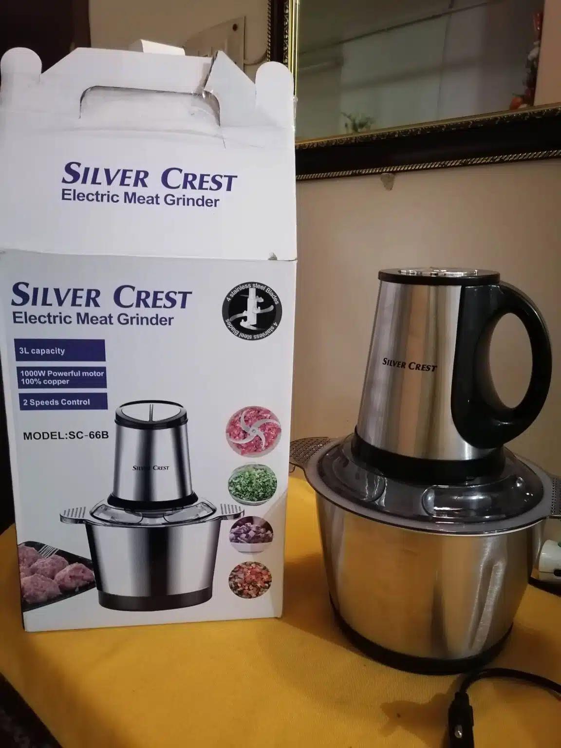 Silver Crest 3L Electric Meat Grinder & Food Chopper – 1000W Stainless Steel Bowl | Multi-Functional Kitchen Processor